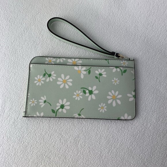 Kate Spade Lucy Day Tripper Daisy Small L-Zip Wristlet Light Green - Picture 4 of 10